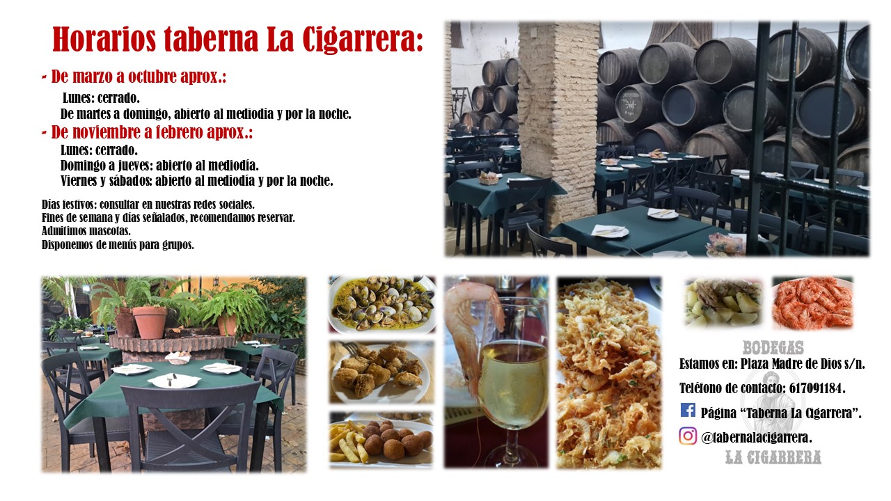 Horarios taberna La Cigarrera